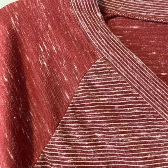 Prana | Marled Red Jinny V-Neck Long Sleeve Open Back Top, Large - Picture 7 of 7